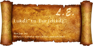 Lukáts Euridiké névjegykártya